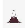 Maje Womens Wine Lees Miss M Logo-embossed Fringed-trim Leather Shoulder Bag