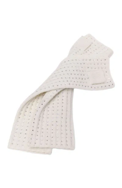 Maje Wool And Rhinestone Mittens In Neutral