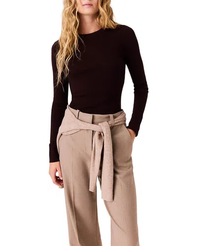 Maje Wool & Silk Round Neck Sweater In Black