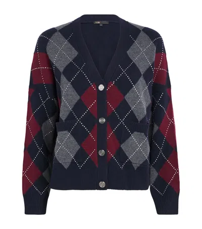 MAJE WOOL ARGYLE CARDIGAN