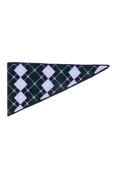 Maje Wool Argyle Triangle Scarf In Navy
