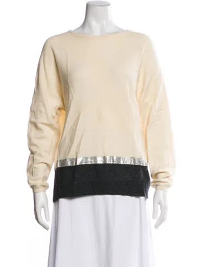 Pre-owned Maje Wool Bateau Neckline Sweater In Neutral