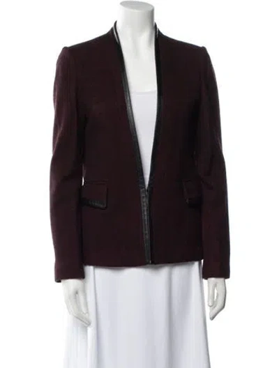 Pre-owned Maje Wool Blazer In Burgundy
