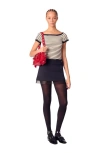 Maje Wool Blend And Tulle Skirt In Navy
