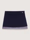 Maje Wool Blend And Tulle Skirt In Navy