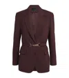 Maje Wool-blend Belted Blazer In Red