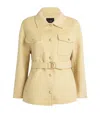 Maje Wool-blend Belted Jacket In Yellow