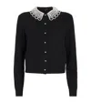 Maje Cardigan With Removable Beaded Collar In Black
