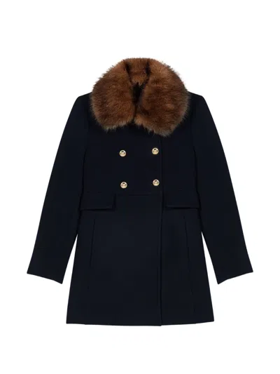 Maje Wool Blend Coat In Blue