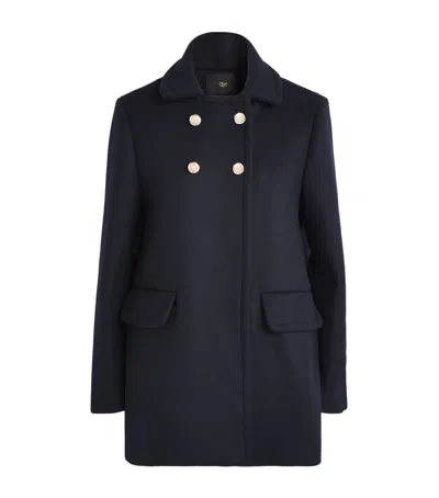Maje Wool-blend Double-breasted Pea Coat In Multi