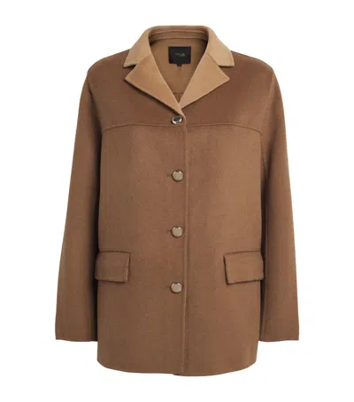 Maje Wool-blend Double-faced Coat In Brown