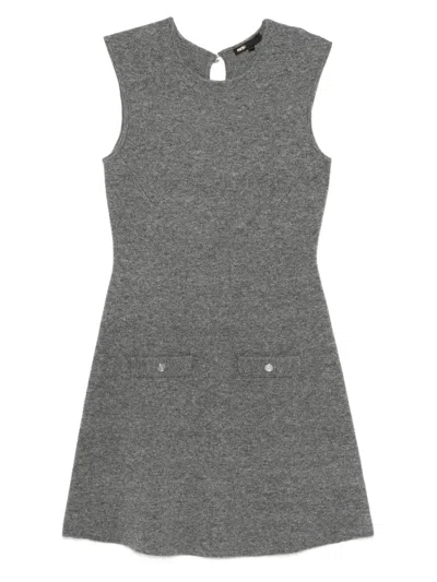 Maje Layered Mini Sweater Dress In Gray