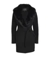 Maje Wool-blend Faux-fur-collar Coat In Black
