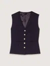 Maje Wool Blend Jacket In Navy