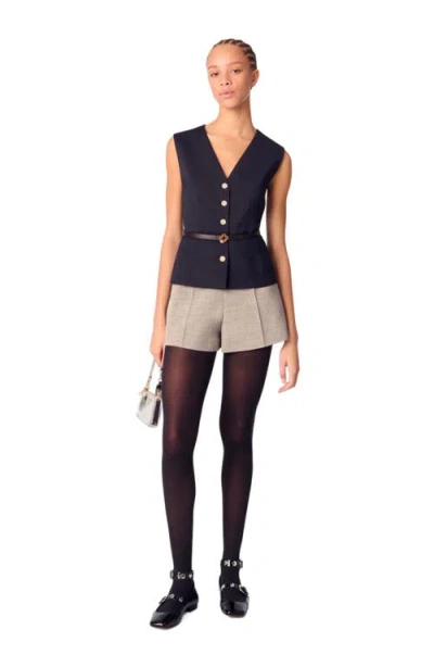 Maje Wool Blend Jacket In Navy
