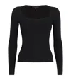 Maje Wool-blend Long-sleeve Top In Black