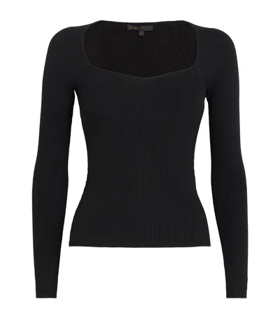 Maje Wool-blend Long-sleeve Top In Black