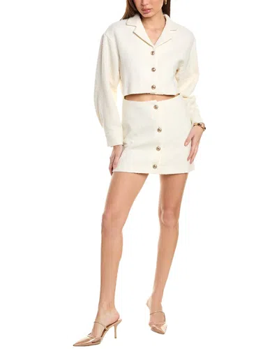 Maje Textured Tweed Dress In White