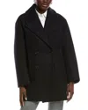 Maje Wool-blend Peacoat In Black
