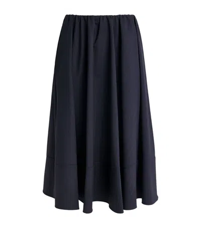 Maje Wool-blend Pleated Midi Skirt In Blue