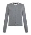 Maje Wool-blend Rhinestone-embellished Cardigan In Gray