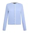 Maje Womens Blue Rhinestone-embellished Contrast-trim Stretch Wool-blend Cardigan In Blue