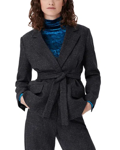 Maje Wool-blend Suit Blazer In Blue