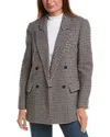 Maje Veste Droite En Pied-de-poule In Blue