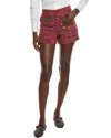 Maje Wool-blend Tweed Short In Red