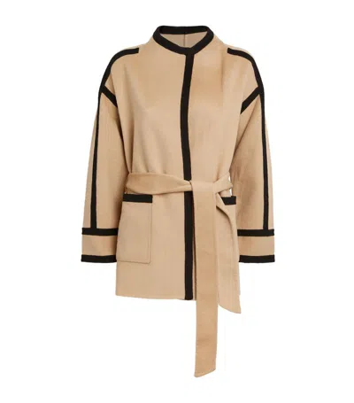 Maje Contrasting-panel Single Breasted Coat In Neutrals