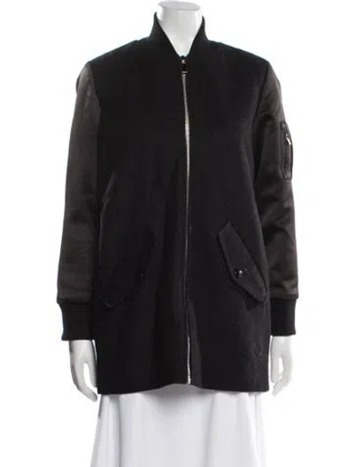 Pre-owned Maje Wool Bomber Jacket In Black