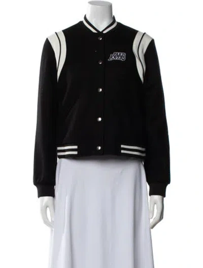 Pre-owned Maje Wool Bomber Jacket In Black