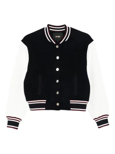 Maje Wool Bomber Jacket In Blue