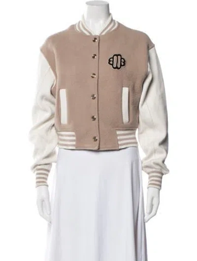 Pre-owned Maje Wool Bomber Jacket In Neutrals