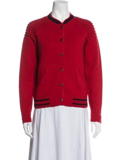 Pre-owned Maje Wool Bomber Jacket In Red