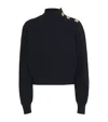 Maje Wool Button-neck Sweater In Black