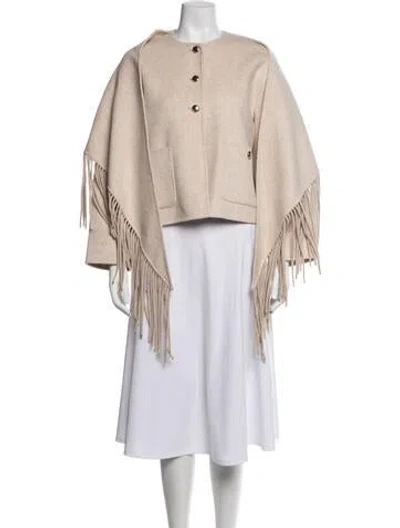 Pre-owned Maje Wool Cape In Neutrals