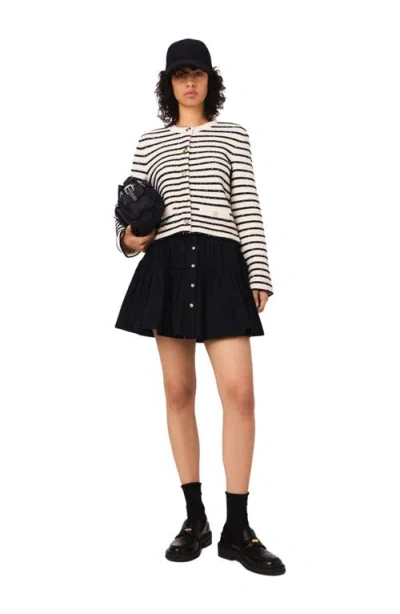 Maje Wool Cardigan With Snaps In Black