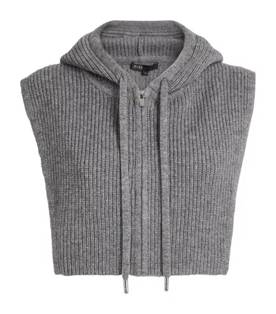 Maje Wool-cashmere Hooded Collar In Gray