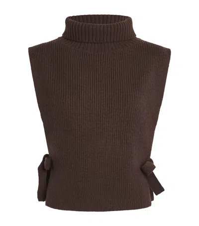 Maje Wool-cashmere Sweater Collar In Brown
