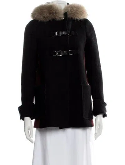 Pre-owned Maje Wool Coat In Black