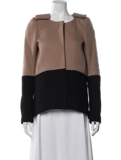 Pre-owned Maje Wool Colorblock Pattern Jacket In Neutrals