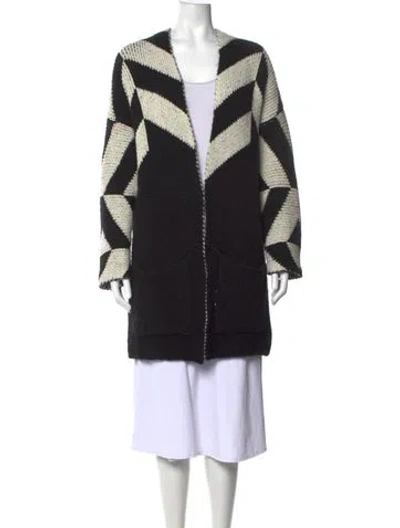 Pre-owned Maje Wool Colorblock Pattern Sweater In Black/white