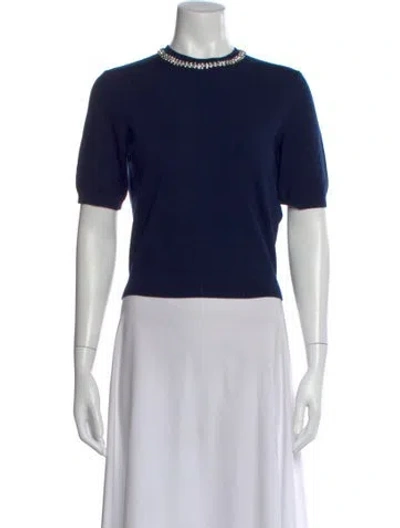 Pre-owned Maje Wool Crew Neck Sweater In Blue