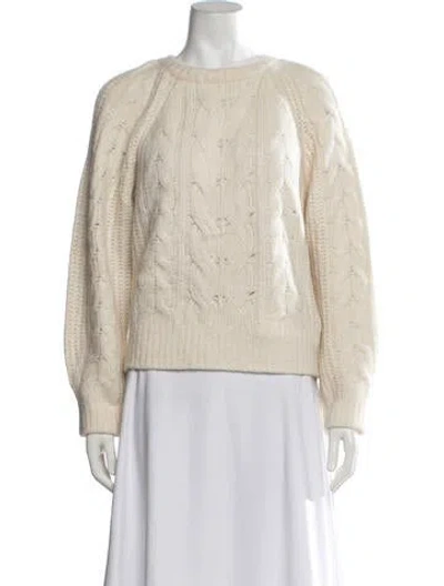 Pre-owned Maje Wool Crew Neck Sweater In Neutrals/white