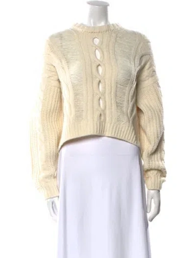 Pre-owned Maje Wool Crew Neck Sweater In White
