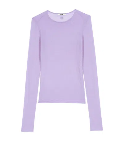 Maje Wool Crew-neck Sweater In Purple