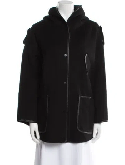Pre-owned Maje Wool Faux Fur Coat In Black