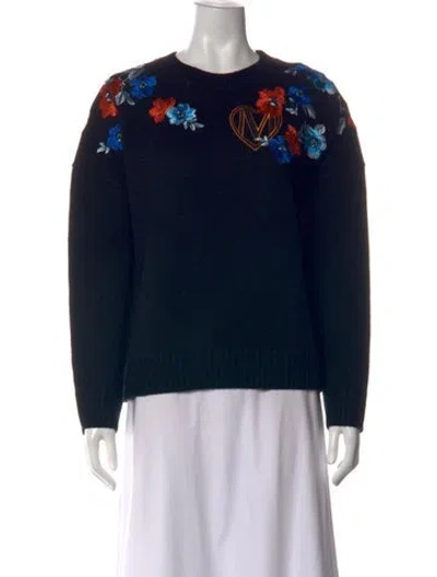 Pre-owned Maje Wool Floral Print Sweater In Black