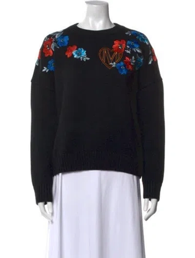 Pre-owned Maje Wool Floral Print Sweater In Black